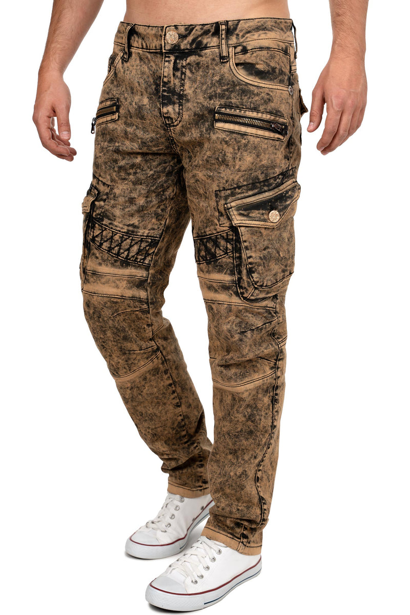 Herren Straight Fit Jeans Stonewashed CD780 - Brown