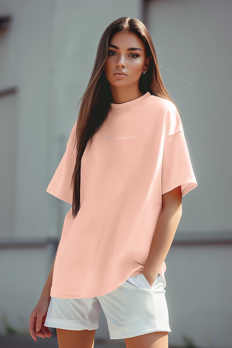 Damen Oversized T-Shirt Brand Stick 23RSW044 - Old Pink