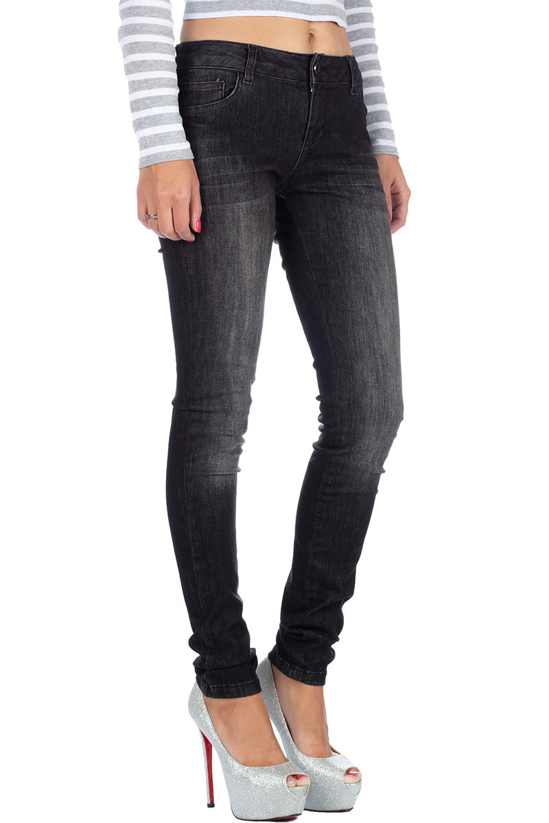 Damen Slim Fit Jeans Stonewashed 19CB08 - Black