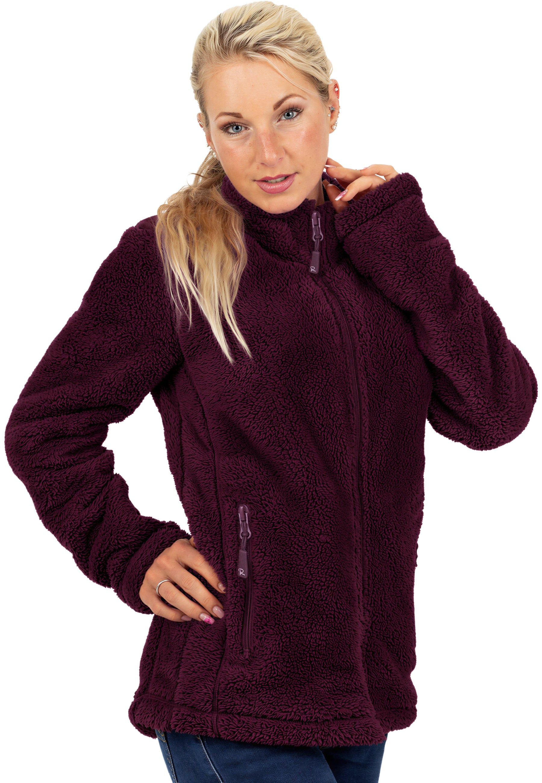 Damen Regular Fit Fleecejacke Kuschelige 22RSW002 Red Wine - mehrfarbig
