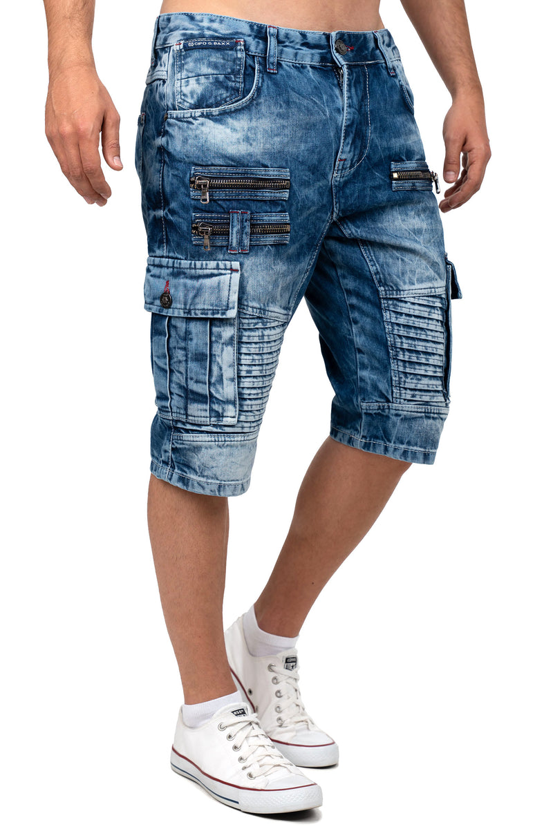 Herren Regular Fit Shorts Stonewashed CK295 - Blue