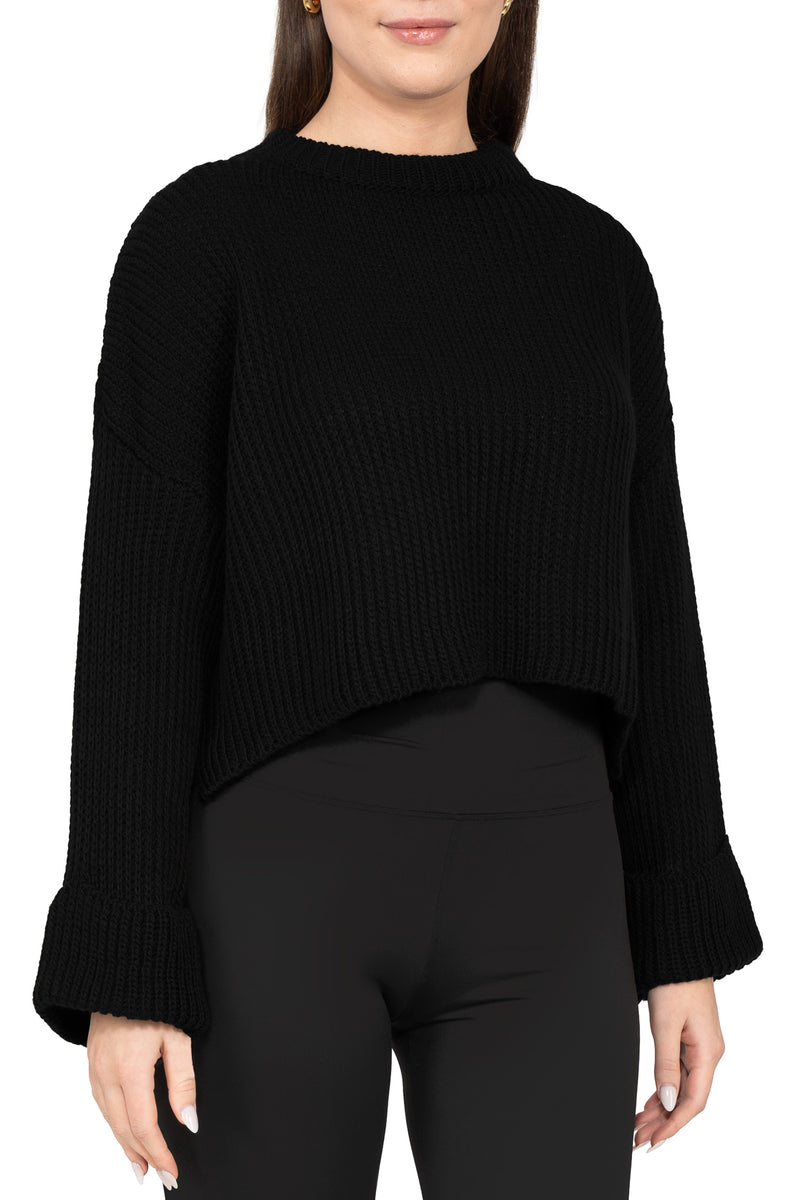 Damen Relaxed Fit Strickpullover 25RSW093 - Black