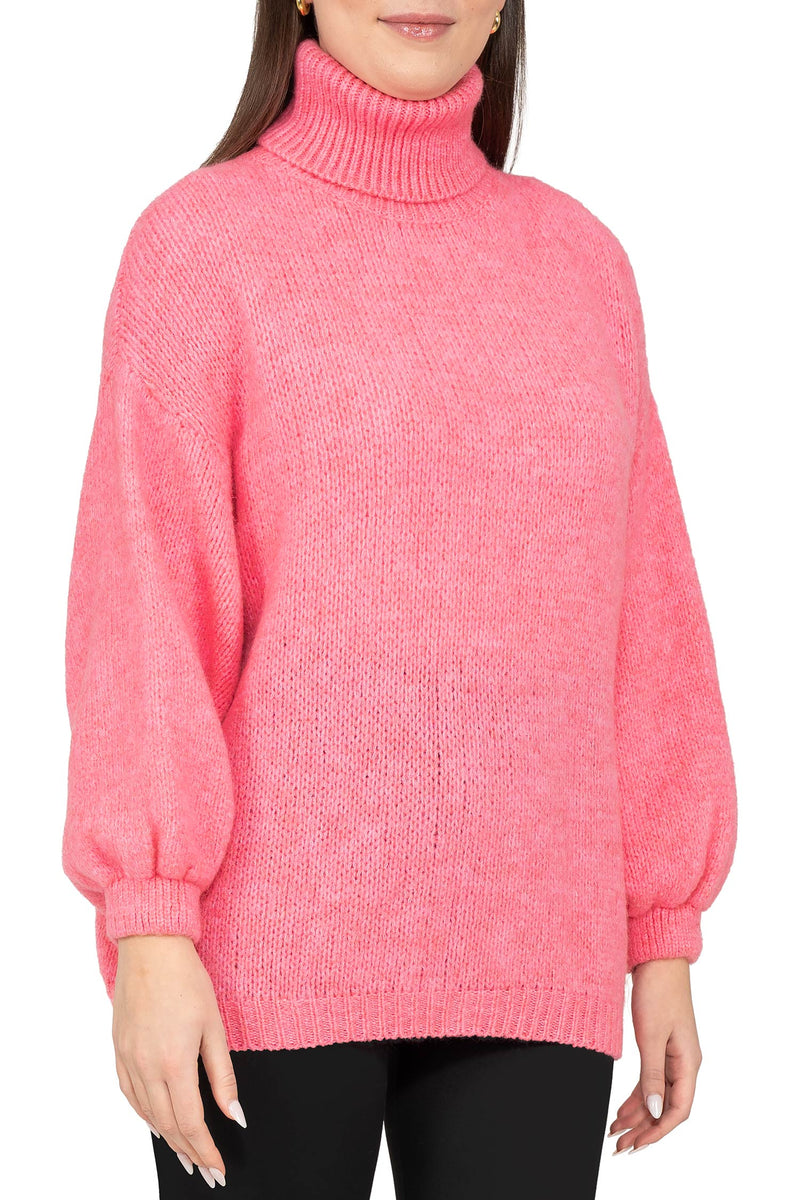 Damen Relaxed Fit Rollkragenpullover 25RSW090 - Pink