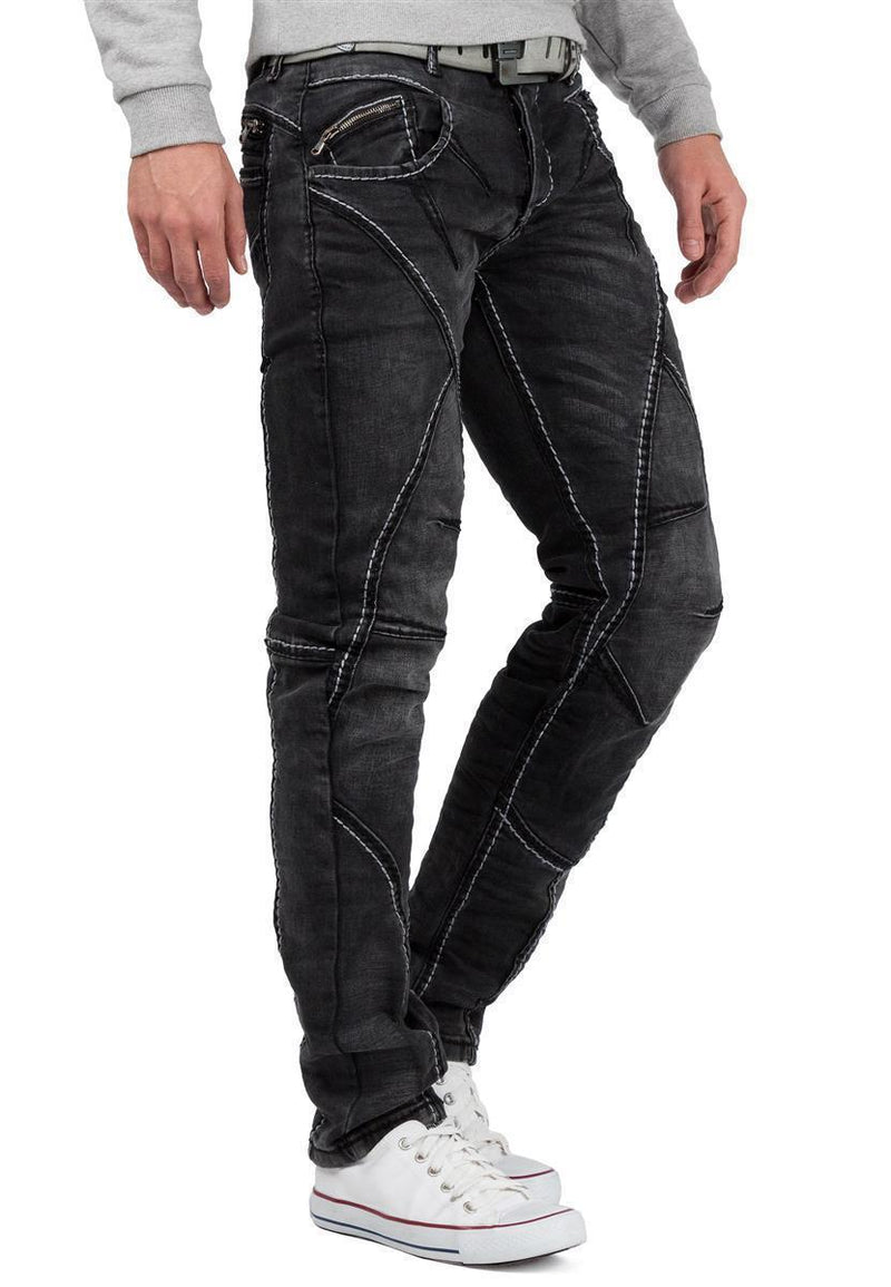 Herren Straight Fit Jeans Stonewashed CD288 - Black