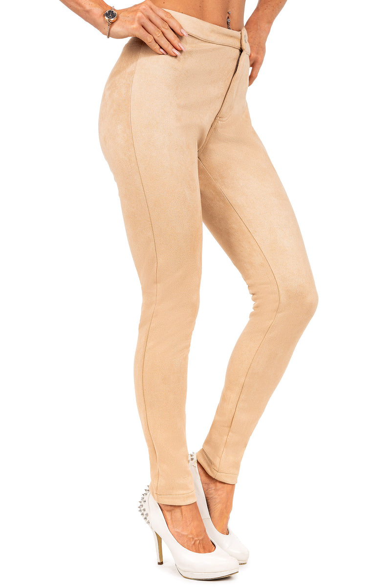 Damen Slim Fit Hose Mid Waist WD486 - Stone