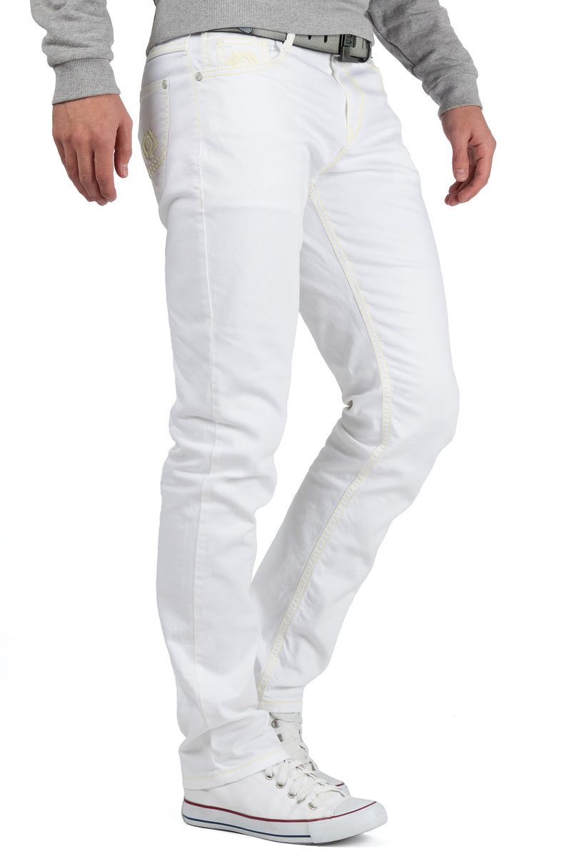 Herren Regular Fit Jeans Mid Waist CD319C - White