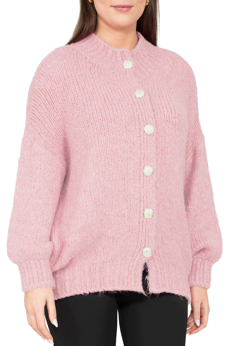 Damen Relaxed Fit Strickjacke 25RSW094 - Rosa