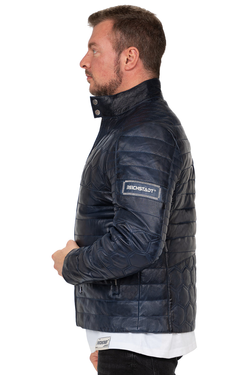 Herren Slim Fit Echtlederjacke Echtleder 22RS31LUX - Navy