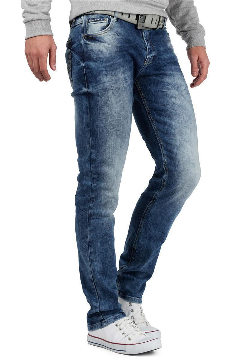 Herren Slim Fit Jeans Stonewashed CD533 - Dark Blue
