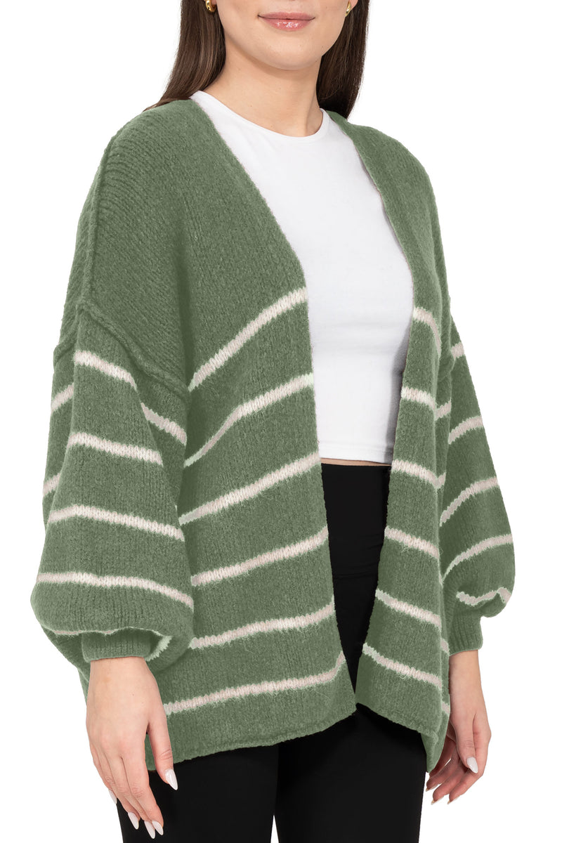 Damen Relaxed Fit Cardigan 25RSW088 - Green
