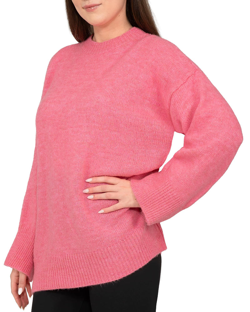 Damen Oversized Strickpullover 25RSW087 - Baby Rosa