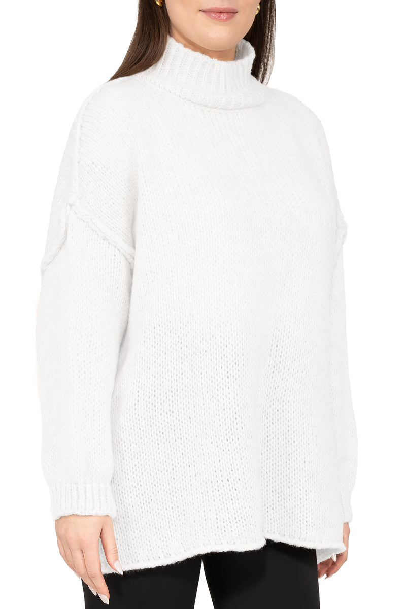 Damen Relaxed Fit Strickpullover 25RSW095 - White