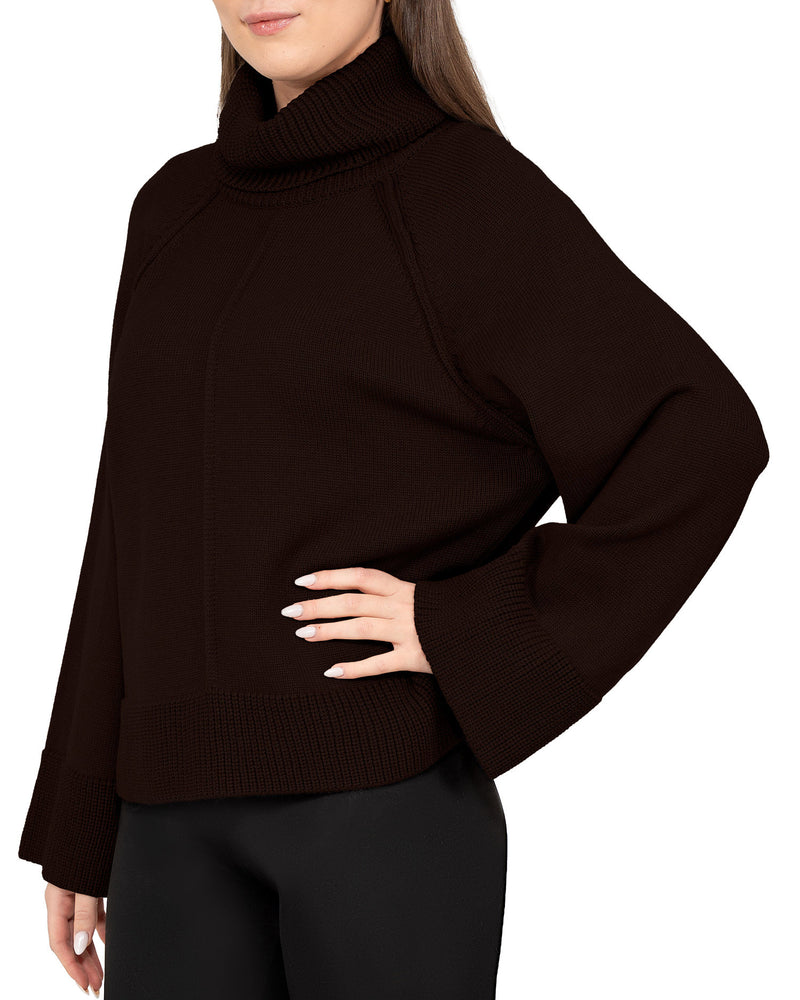 Damen Relaxed Fit Rollkragenpullover 25RSW097 - Brown