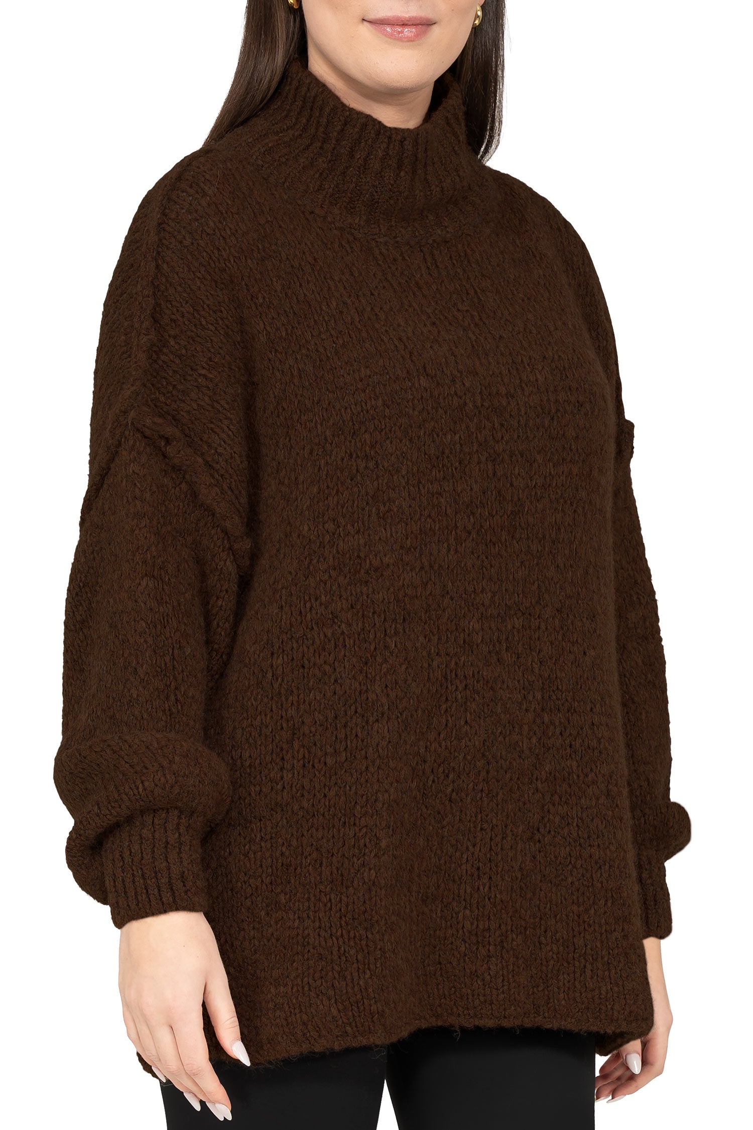 Damen Relaxed Fit Strickpullover 25RSW095 - Brown