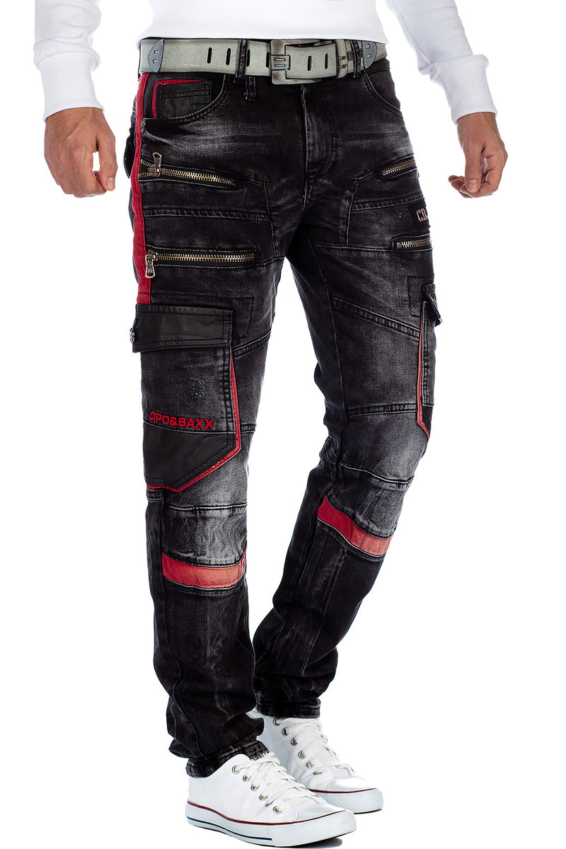 Herren Straight Fit Jeans Stonewashed CD561 - Black