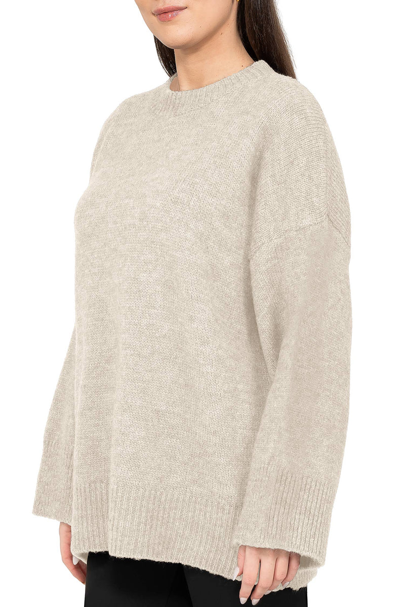 Damen Oversized Strickpullover 25RSW087 - Beige