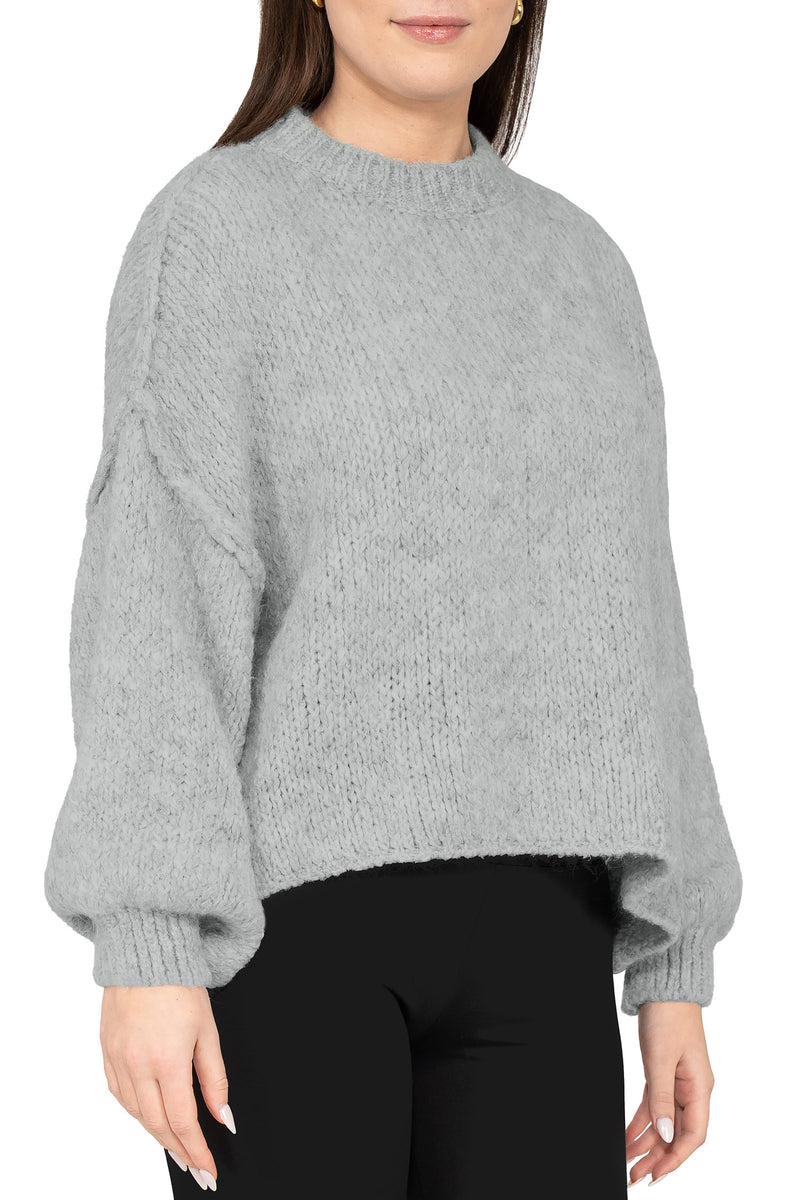 Damen Relaxed Fit Strickpullover 25RSW096 - Grey