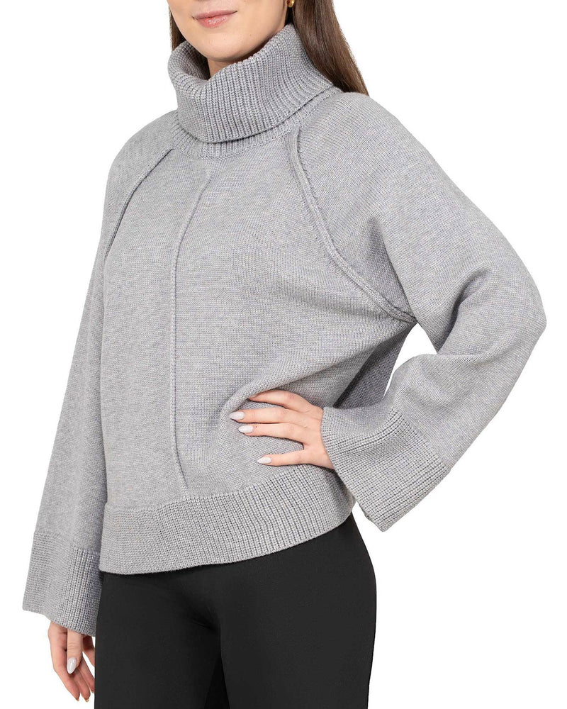 Damen Relaxed Fit Rollkragenpullover 25RSW097 - Grey