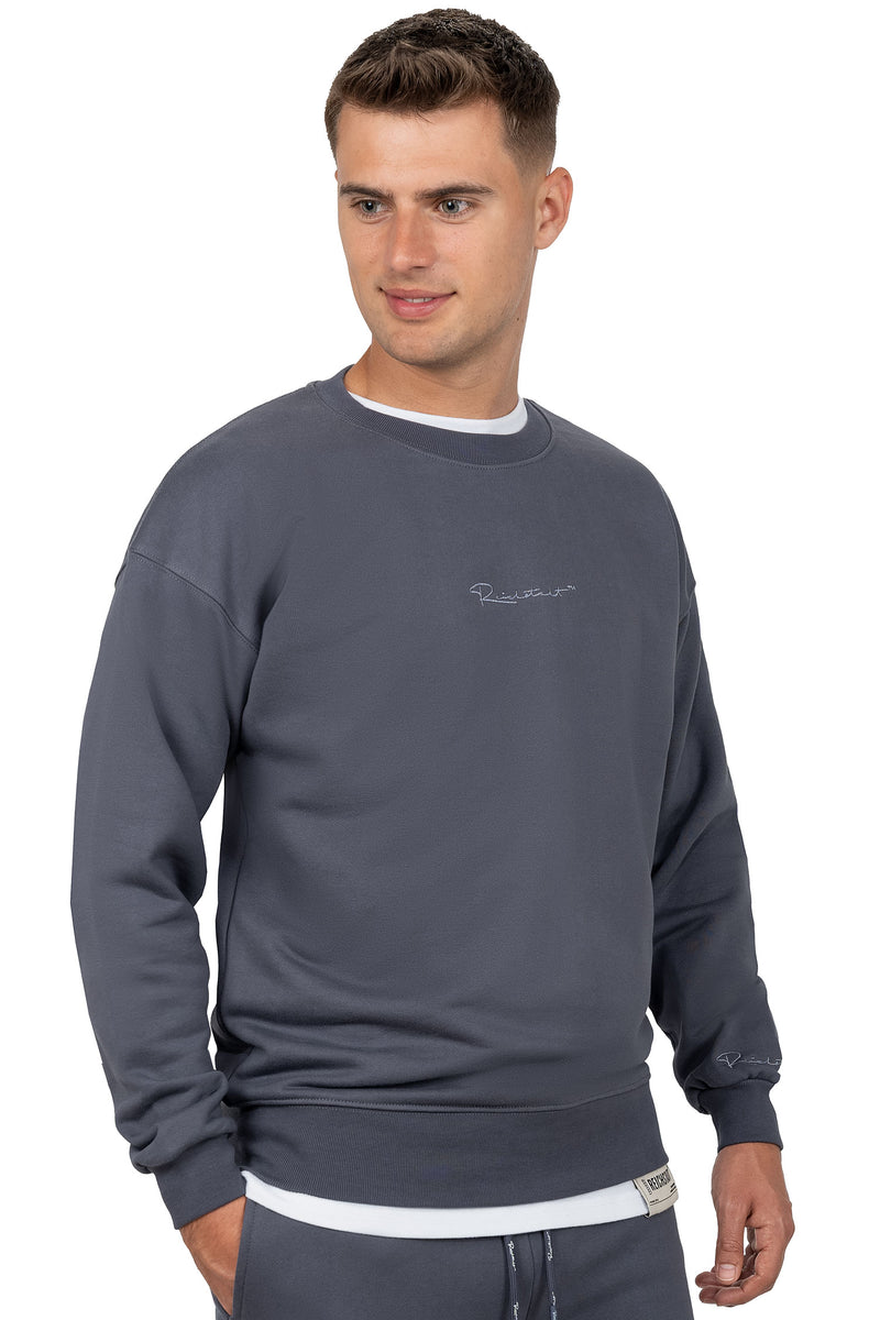 Herren Regular Fit Pullover Logo-Stitching 23RS037 - Anthracite
