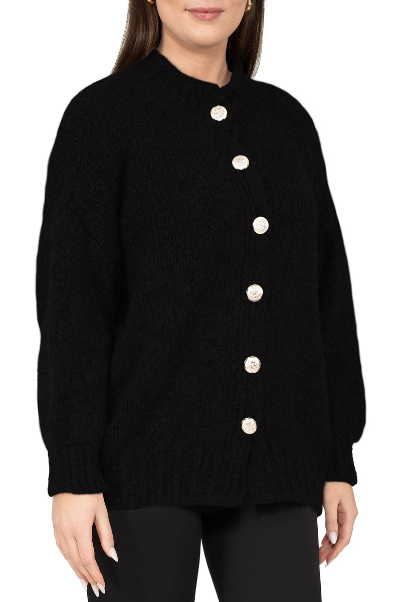 Damen Relaxed Fit Strickjacke 25RSW094 - Black