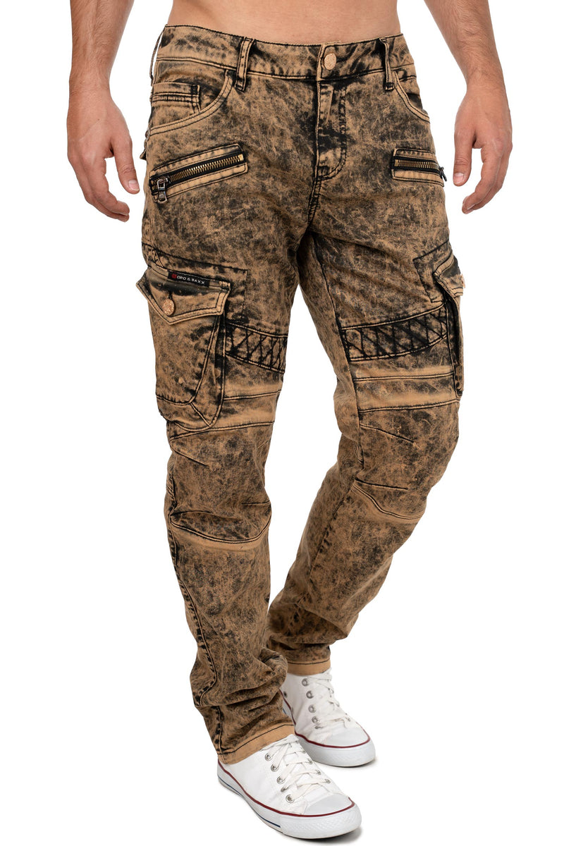Herren Straight Fit Jeans Stonewashed CD780 - Brown