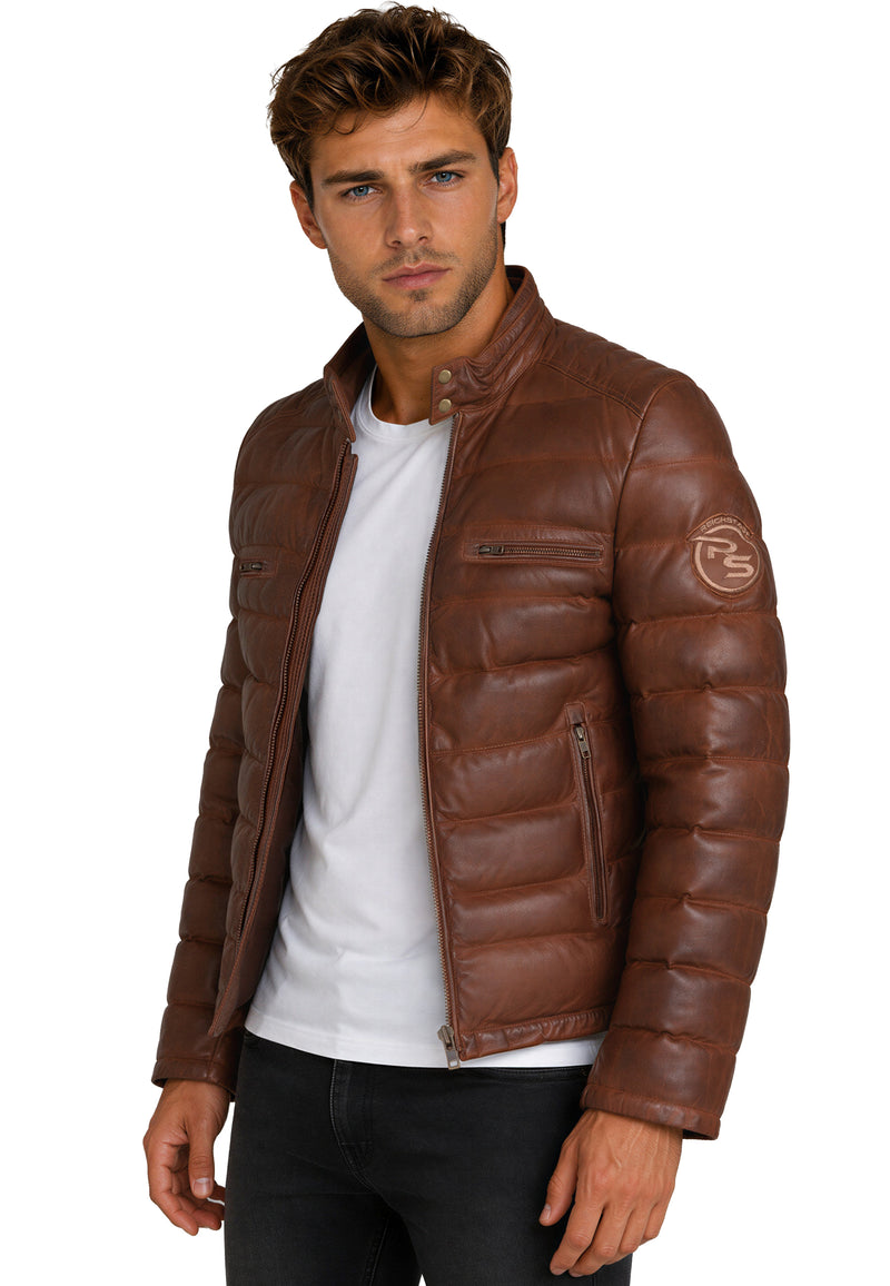 Herren Regular Fit Jacke Echtleder 19RS016 - Brown