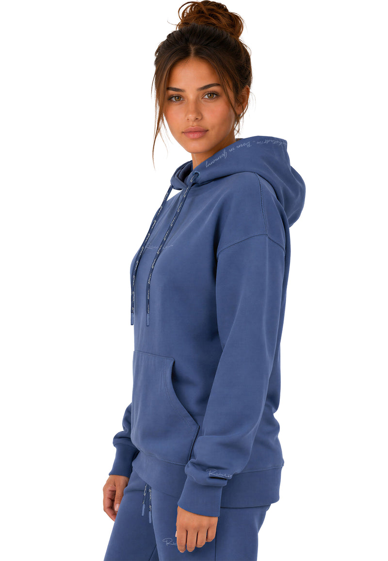 Damen Relaxed Fit Hoodie Marken-Stick 23RSW038 - Dark Blue