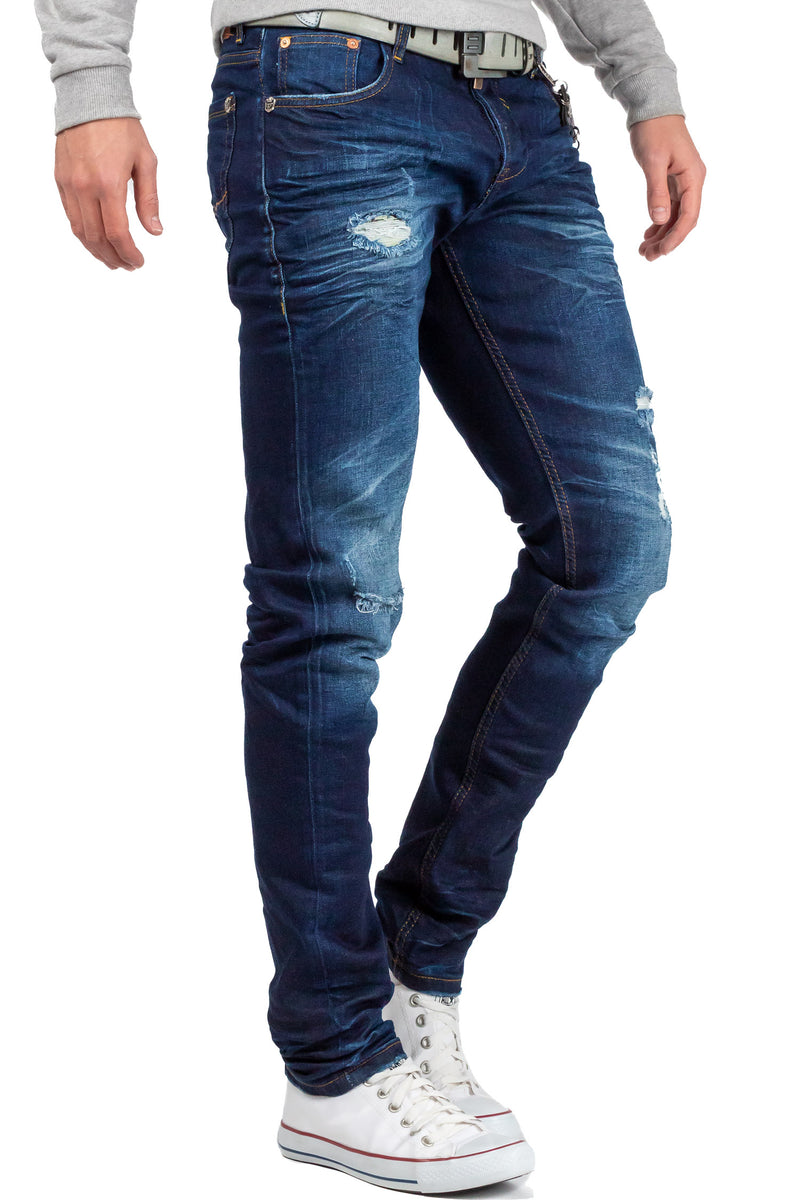 Herren Slim Fit Jeans Stonewashed CD392 - Blue