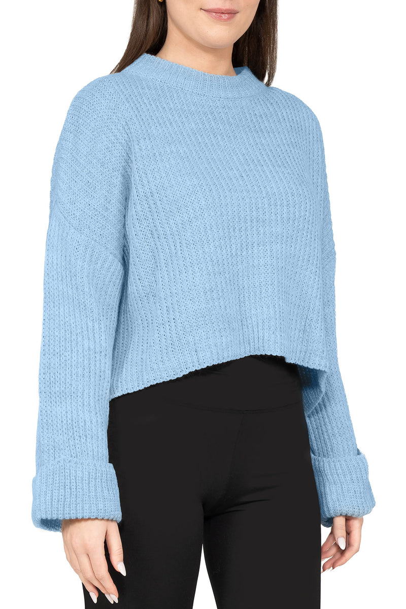 Damen Relaxed Fit Strickpullover 25RSW093 - Baby Blue