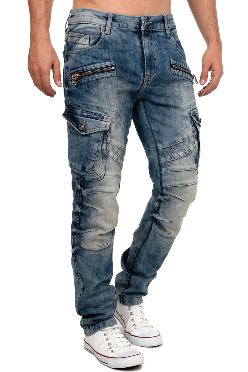 Herren Straight Fit Jeans Stonewashed CD780 - Blue