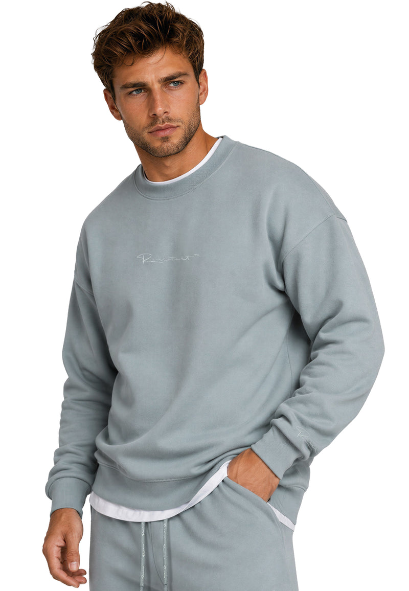 Herren Regular Fit Pullover Logo-Stitching 23RS037 - Grey