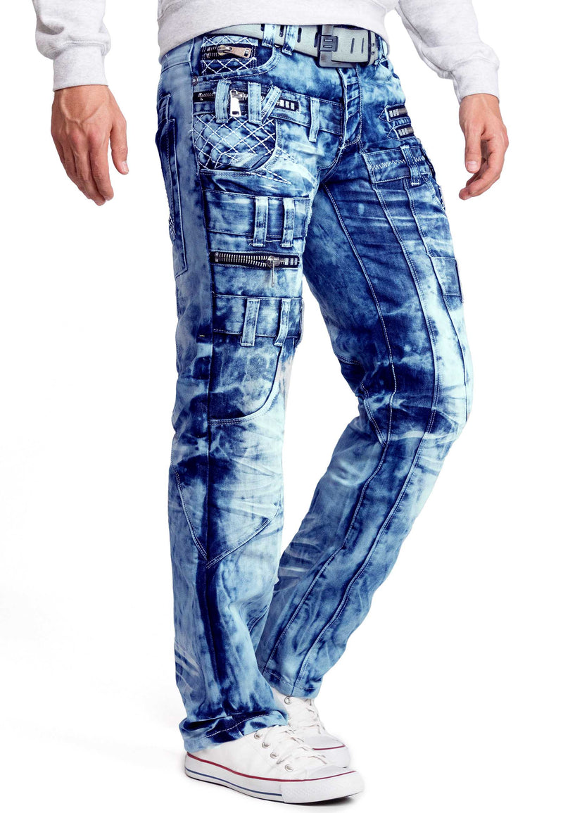 Herren Regular Fit Jeans Stonewashed KM009 - Blue