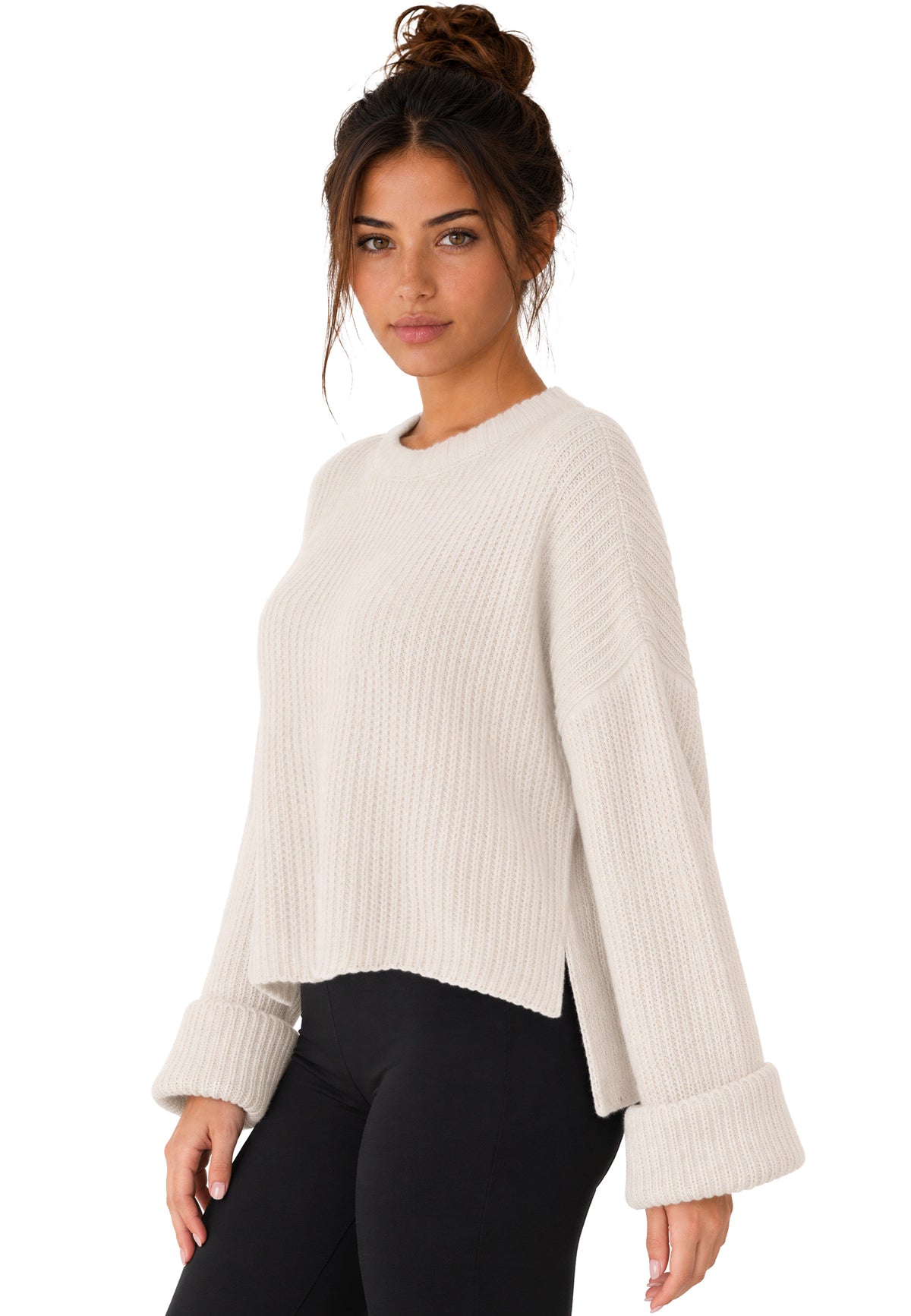 Damen Relaxed Fit Strickpullover 25RSW093 - Beige