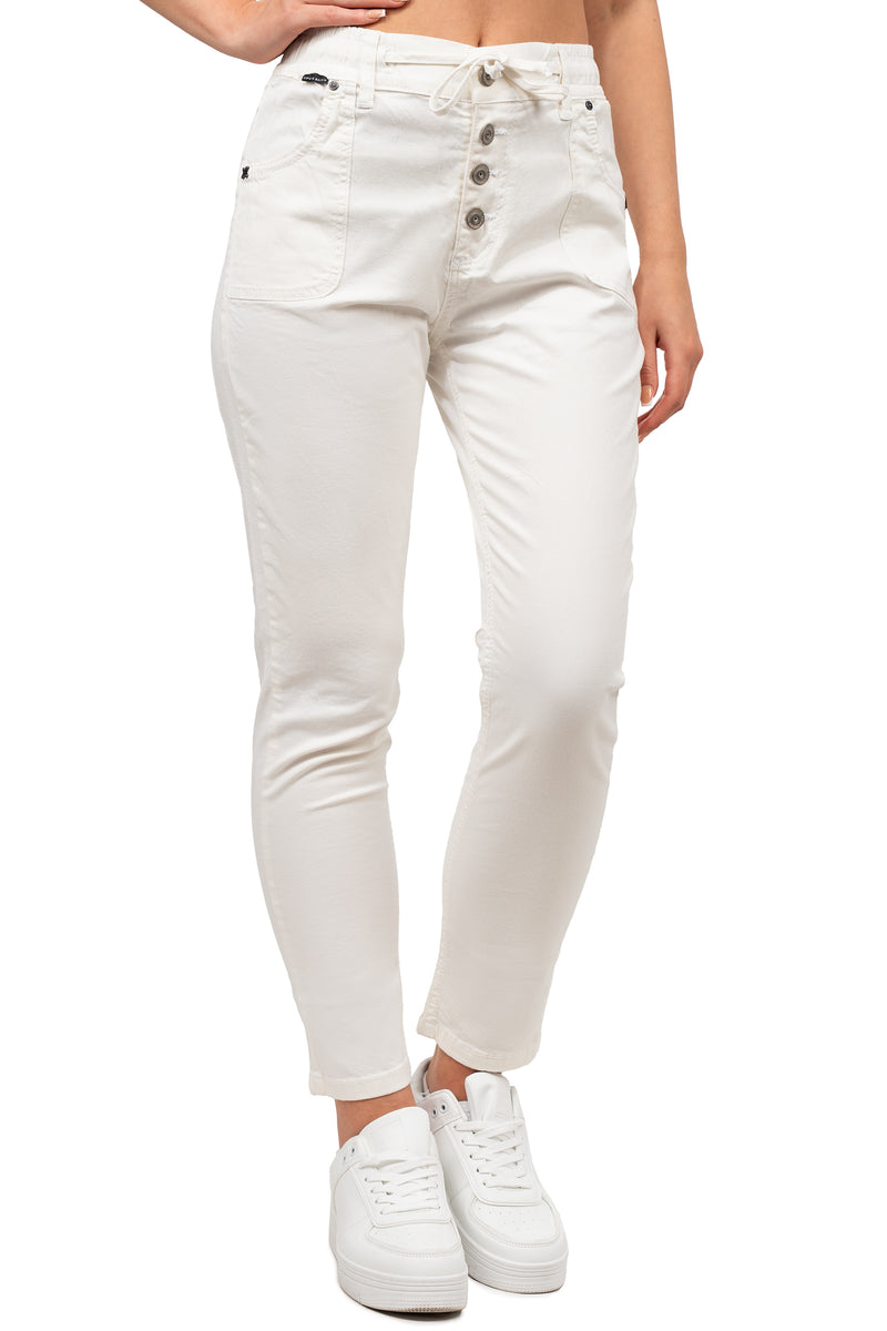 Damen Regular Fit Hose Mid Waist WD508 - White