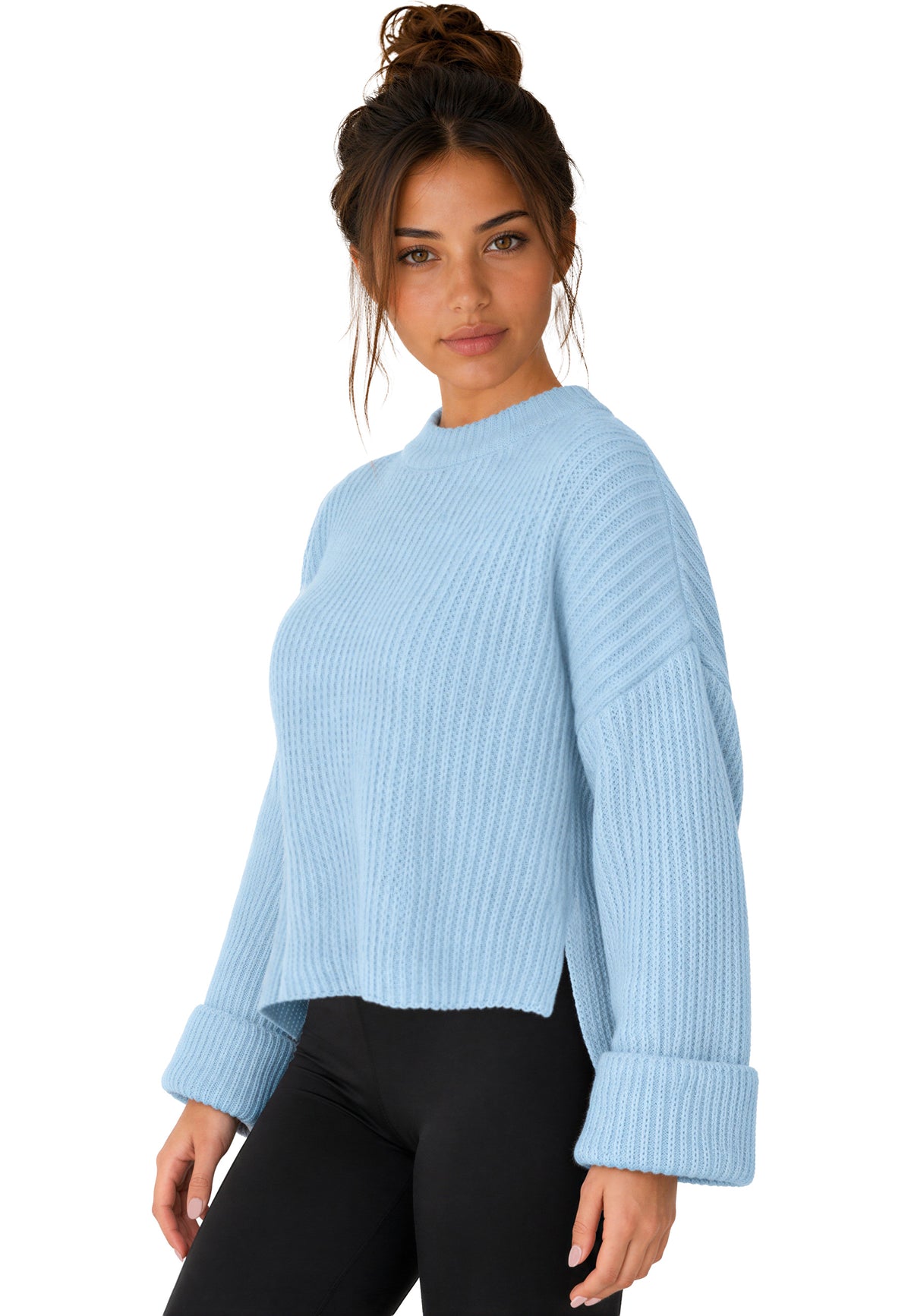 Damen Relaxed Fit Strickpullover 25RSW093 - Baby Blue