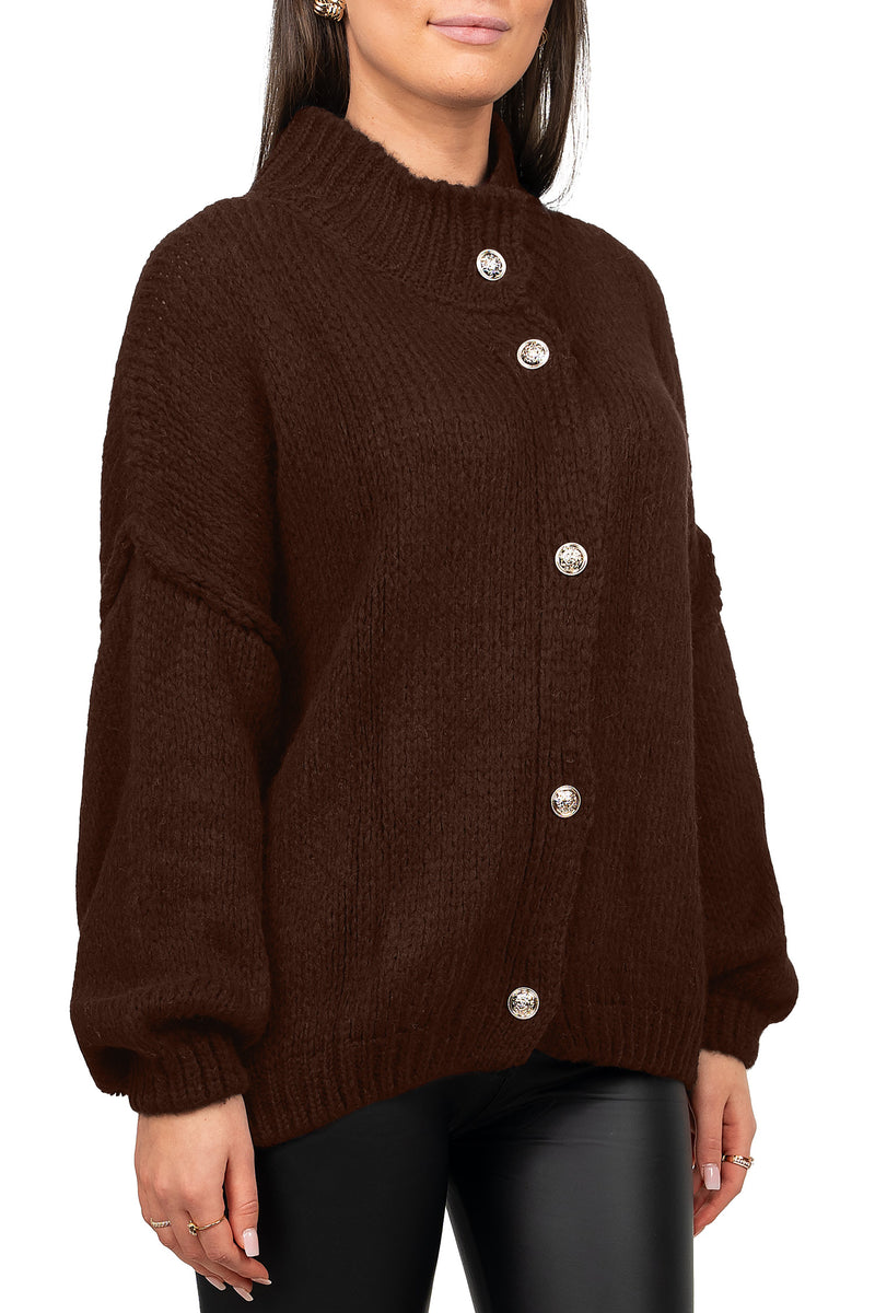 Damen Relaxed Fit Strickjacke Oversized-Look 25RSW068 - Brown