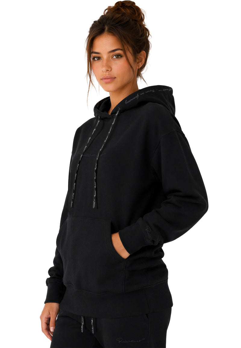 Damen Relaxed Fit Hoodie Marken-Stick 23RSW038 - Black