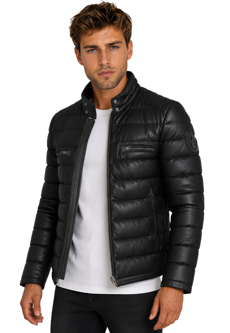 Herren Regular Fit Jacke Echtleder 19RS016 - Black