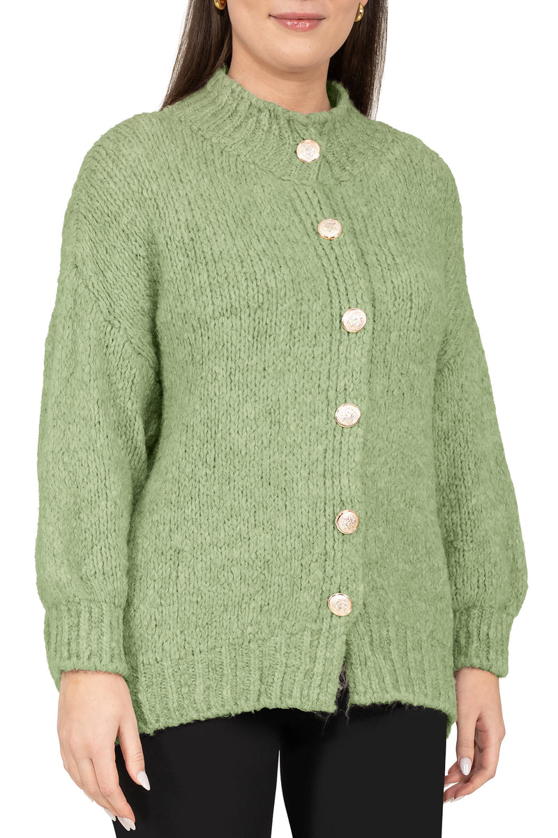 Damen Relaxed Fit Strickjacke 25RSW094 - Green