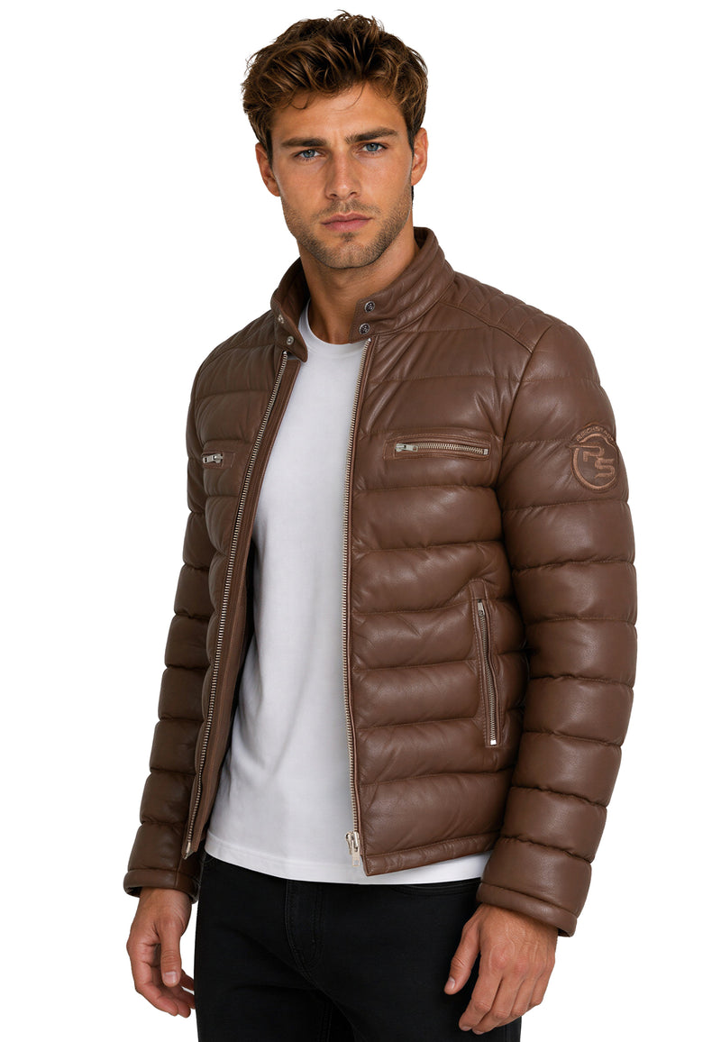 Herren Regular Fit Jacke Echtleder 19RS016 - Cognac