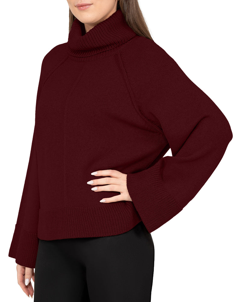 Damen Relaxed Fit Rollkragenpullover 25RSW097 - Bordeaux