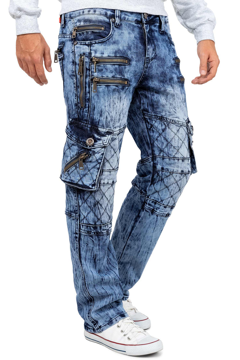 Herren Regular Fit Jeans Stonewashed KM060 - Blue