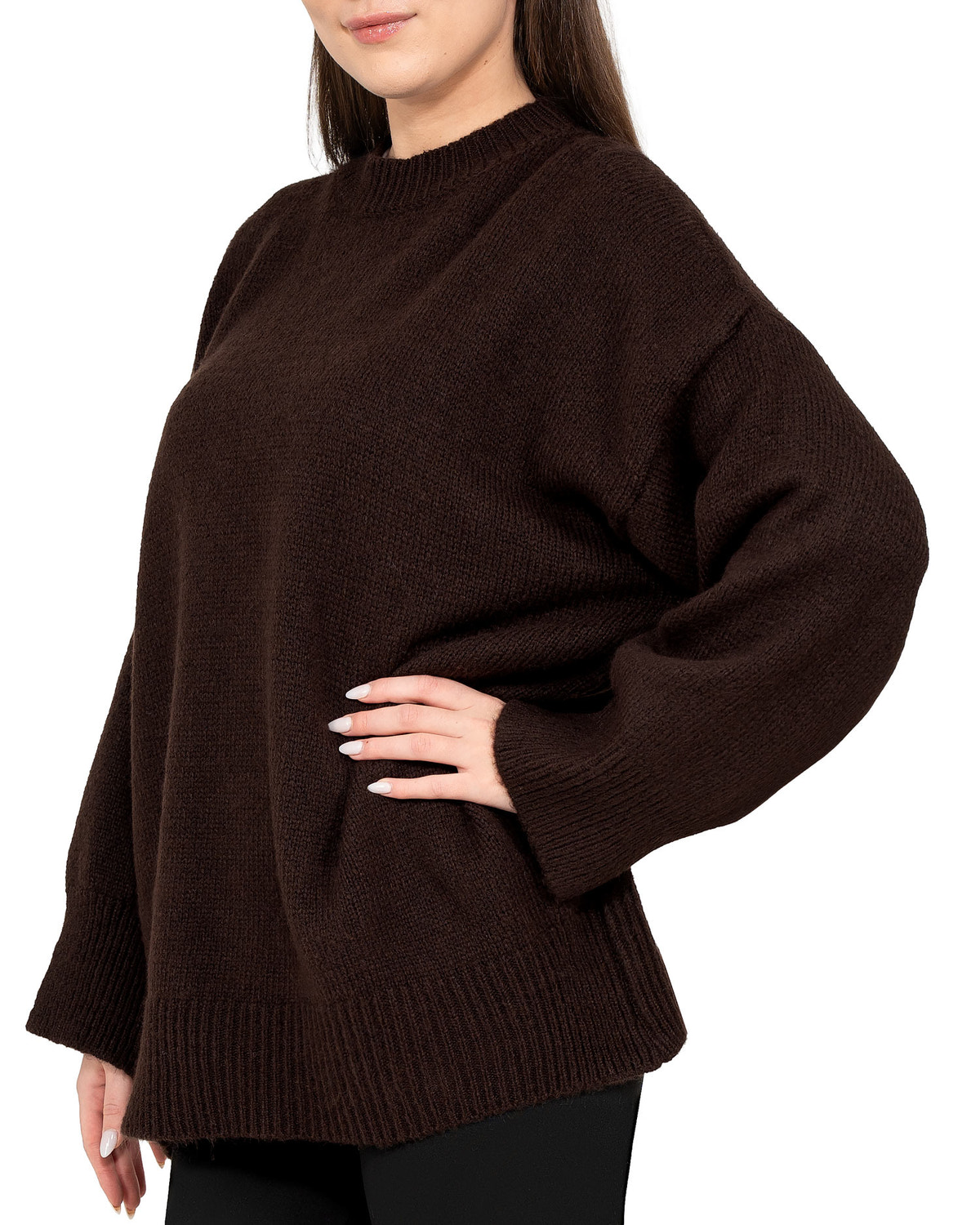 Damen Oversized Strickpullover in Brown – Reichstadt – Ansicht 4