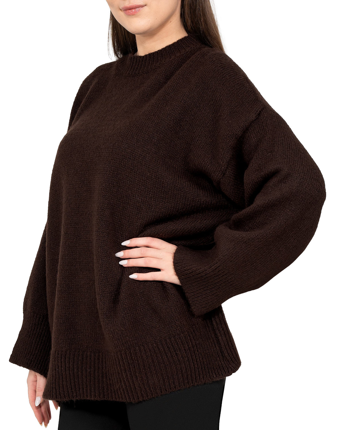 Damen Oversized Strickpullover in Brown – Reichstadt – Ansicht 4