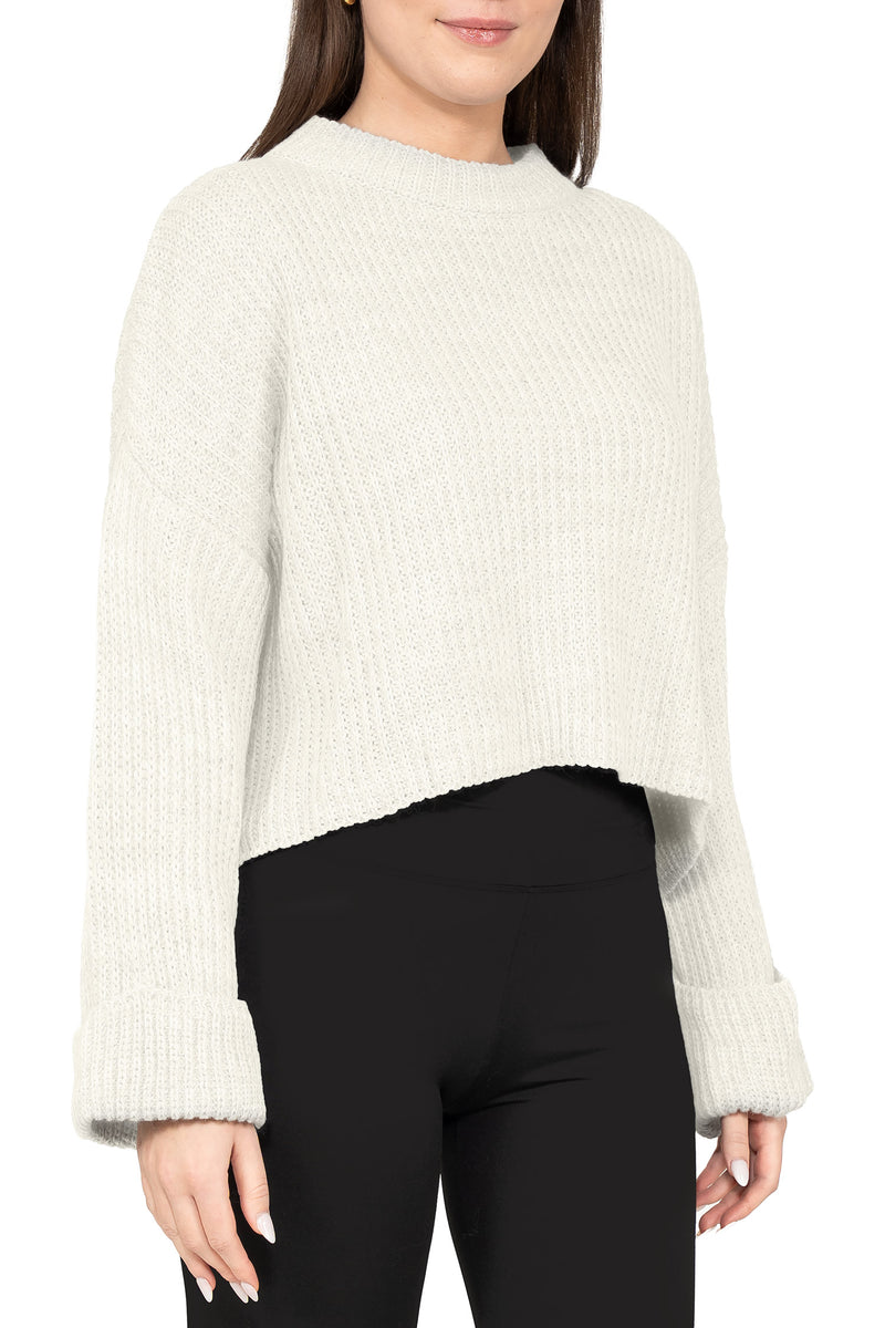 Damen Relaxed Fit Strickpullover 25RSW093 - White