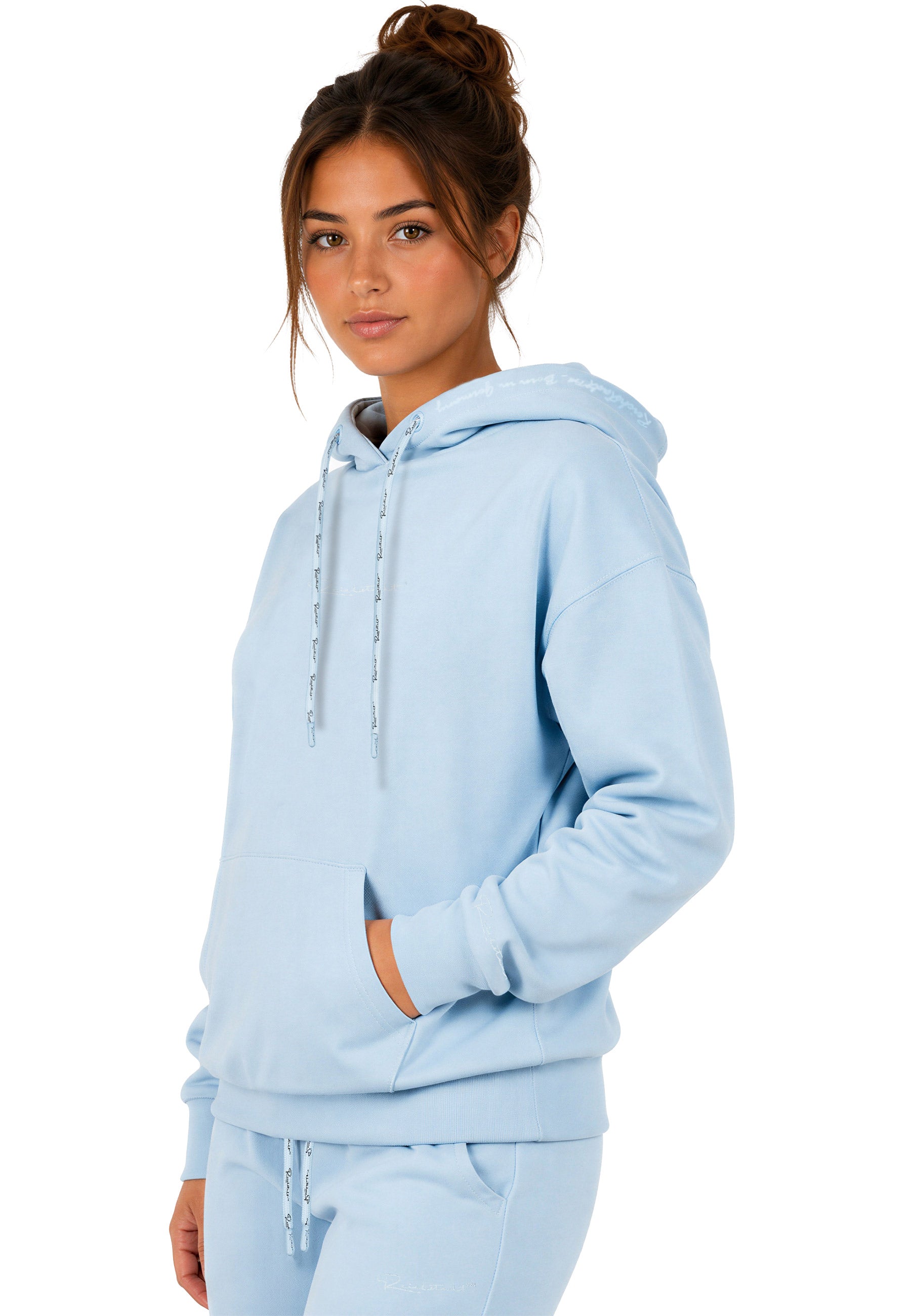 Damen Relaxed Fit Hoodie Marken-Stick 23RSW038 - Baby Blue