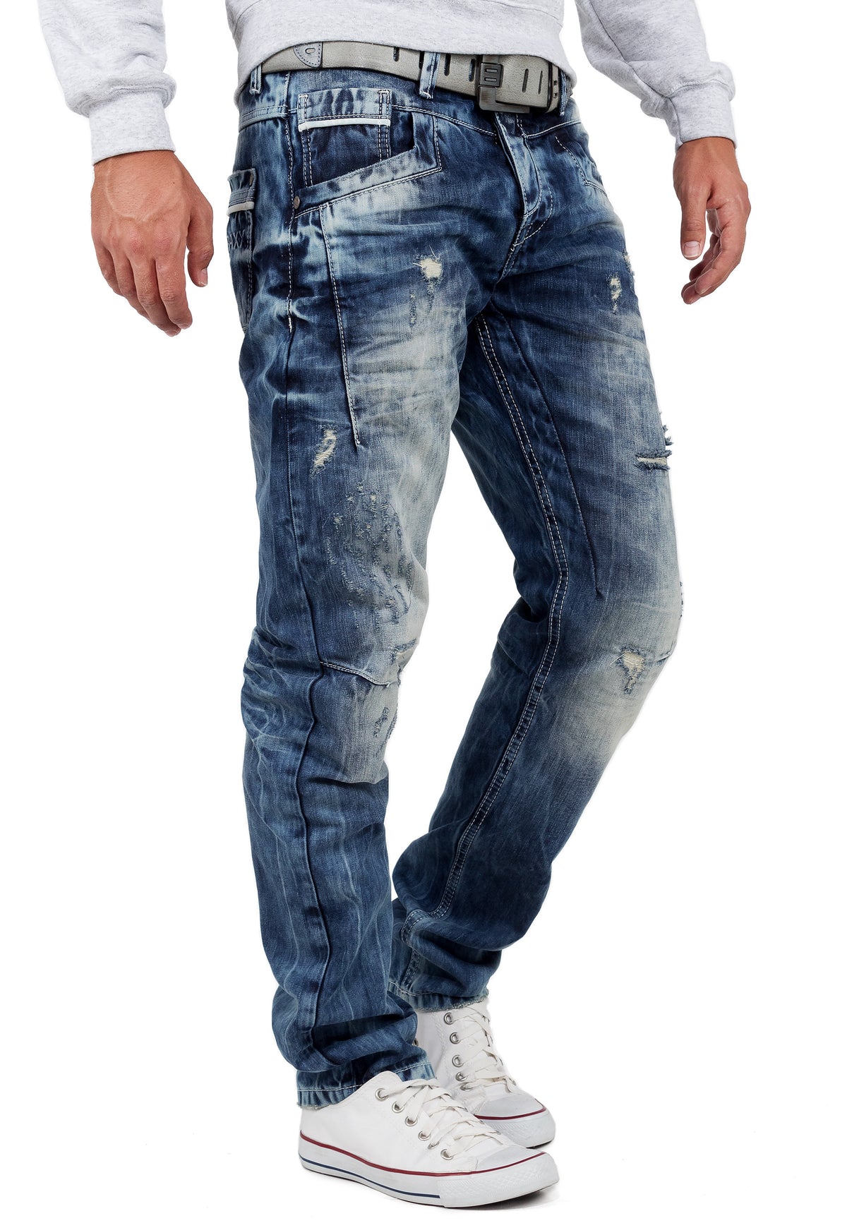 Herren Regular Fit Jeans Stonewashed in Blue – Cipo & Baxx – Ansicht 4