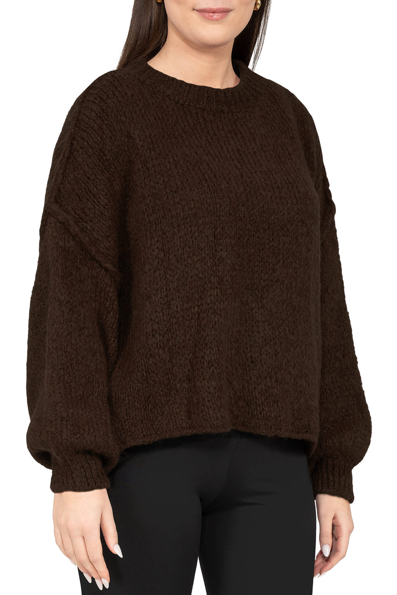 Damen Relaxed Fit Strickpullover 25RSW096 - Brown