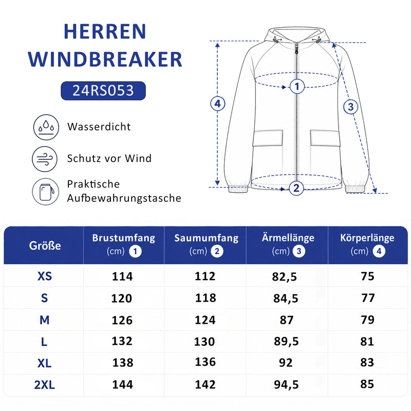 Herren Relaxed Fit Allwetter Windbreaker 24RS053 - Navy