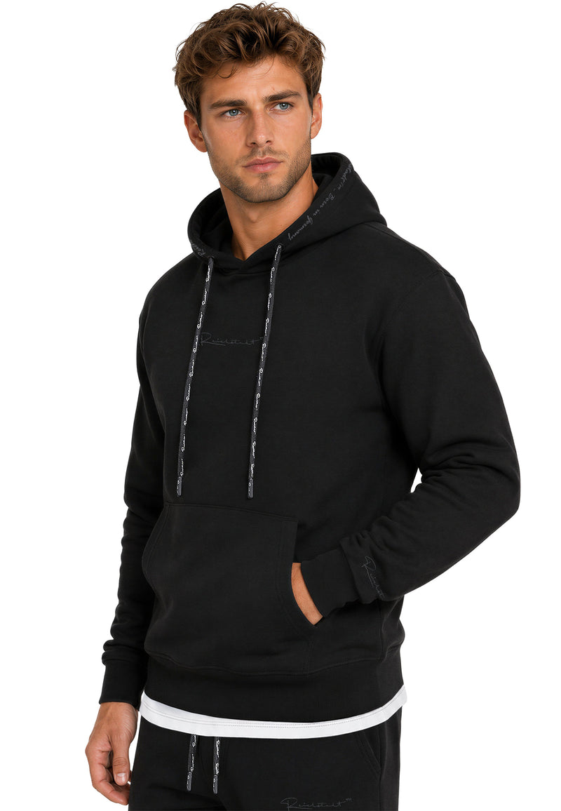 Herren Regular Fit Hoodie Marken-Stick 23RS034 - Black